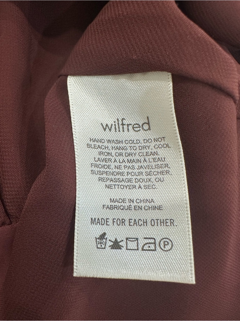 WILFRED ARITZIA Deep Burgundy V-Neck Long Sleeve Rhythm Dress Satin Size Small - Picture 11 of 12